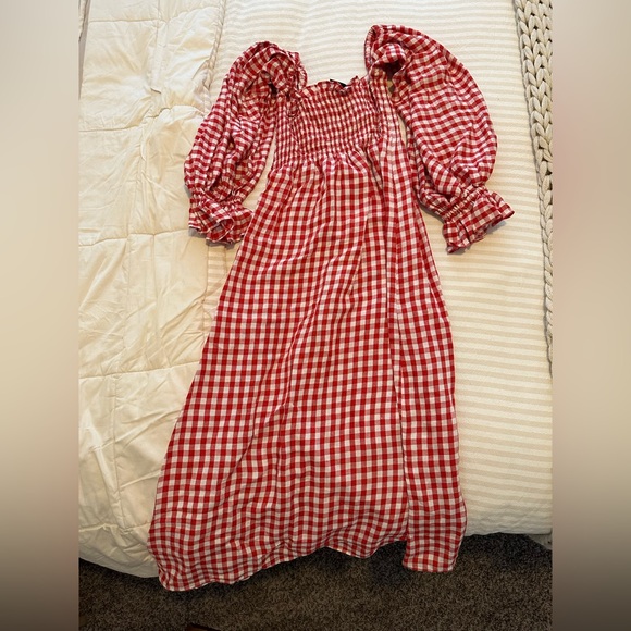 Sleeper Atlanta Midi Dress Red Gingham Size S - Picture 7 of 7